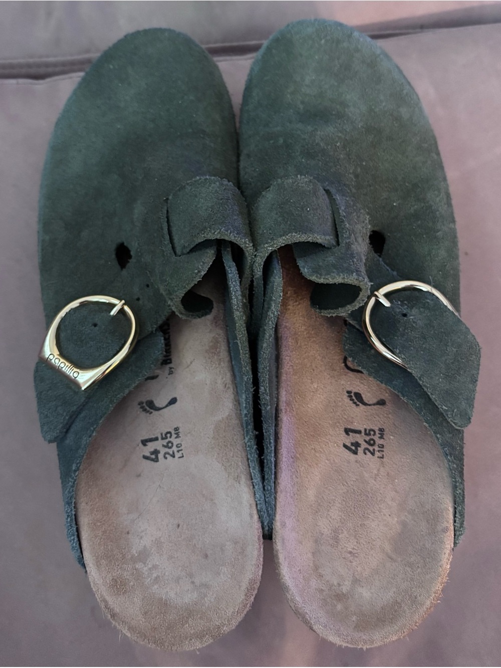Papillio by Birkenstock Fanny Platform Clogs Forest Green Suede Size 41 US 10 - Picture 2 of 10